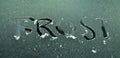 Frost text on a frozen surface