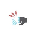 Frostbite of the hand. Symptoms, icons set. Vector signs for web graphics.