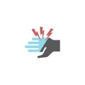 Frostbite of the hand. Symptoms, icons set. Vector signs for web graphics.
