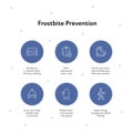 Frostbite and hypothermia health care infographic collection. Vector flat healthcare illustration. Blue snowflake circle with icon