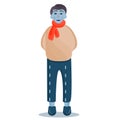 Frostbitten man frozen with turns on his pants isolated on a white background. Frostbite in the cold season. Vector illustration