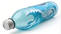 A frosted blue bottle displaying a thirstquenching electrolyte drink featuring a wave pattern that suggests hydration Royalty Free Stock Photo