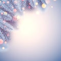 Frosted blue spruce branch bokeh lights Royalty Free Stock Photo