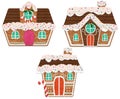 Christmas Decorative Frosted Holiday Gingerbread Houses