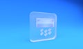 Frosted glass Air conditioner icon isolated on blue background. Split system air conditioning. Cool and cold climate Royalty Free Stock Photo