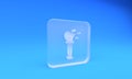 Frosted glass Aspergillum icon isolated on blue background. Square frosted glass button. 3D render illustration Royalty Free Stock Photo