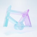 Frosted glass Bicycle frame icon isolated on white background. Minimalism concept. 3D render illustration Royalty Free Stock Photo