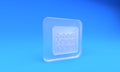 Frosted glass Binary code icon isolated on blue background. Square frosted glass button. 3D render illustration Royalty Free Stock Photo
