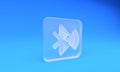 Frosted glass Bluetooth connected icon isolated on blue background. Square frosted glass button. 3D render illustration Royalty Free Stock Photo