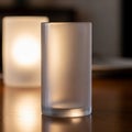 The cylindrical holder diffuses warm light creating a soft glow Royalty Free Stock Photo