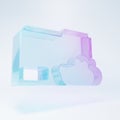 Frosted glass Cloud storage text document folder icon isolated on white background. Minimalism concept. 3D render Royalty Free Stock Photo
