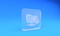 Frosted glass FTP folder and lock icon isolated on blue background. Concept of software update, ftp transfer protocol Royalty Free Stock Photo