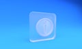 Frosted glass Information icon isolated on blue background. Square frosted glass button. 3D render illustration Royalty Free Stock Photo
