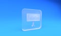 Frosted glass Information icon isolated on blue background. Square frosted glass button. 3D render illustration Royalty Free Stock Photo