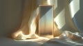 A frosted glass panel with a subtle reflective surface is positioned upright in soft Royalty Free Stock Photo