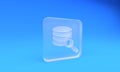 Frosted glass Server, Data, Web Hosting icon isolated on blue background. Square frosted glass button. 3D render Royalty Free Stock Photo