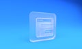 Frosted glass Software, web developer programming code icon isolated on blue background. Javascript computer script random parts Royalty Free Stock Photo