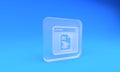 Frosted glass Software, web developer programming code icon isolated on blue background. Javascript computer script Royalty Free Stock Photo