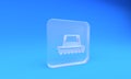 Frosted glass Traditional spanish hat icon isolated on blue background. Square frosted glass button. 3D render Royalty Free Stock Photo