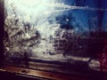 Frost on Window Pane with Sunlight Shining