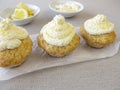 Frosted lemon cupcake Royalty Free Stock Photo