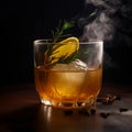 Frosted rim Scotch whiskey hot toddy with honey and ginger syrup