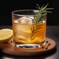 Frosted rim Scotch whiskey hot toddy with honey and ginger syrup