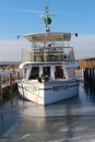 Frosted ship in Neusiedl See haven Royalty Free Stock Photo