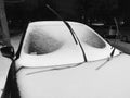 Frosted Snow on the Car Windshield