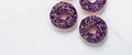 Frosted sprinkled donuts, sweet pastry dessert on marble table background, doughnuts as tasty snack, top view food brand flat lay