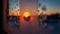 Delicate frost patterns and the warmth of the sunlight presenting Royalty Free Stock Photo