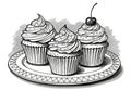 The frosting is swirled in intricate patterns, and one cupcake features a Royalty Free Stock Photo