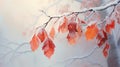 Frosty autumn leaves on branch Royalty Free Stock Photo