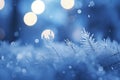 frosty christmas background with bokeh lights