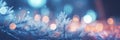 Frosty christmas background with bokeh lights, AI