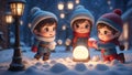 Frosty Fantasy: Anime Winter Wonderland Revelry. AI generate Royalty Free Stock Photo