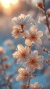 Frosty flowerbeds Delicate winter blooms cared for in snowy garden