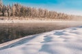 First ice on lake on cold day Royalty Free Stock Photo