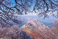 Frosty frame to Urkiola`s mountains