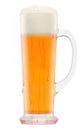 Frosty glass of fresh light beer with bubble froth isolated on white background. Royalty Free Stock Photo