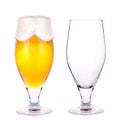 Frosty glass of light beer and empty one Royalty Free Stock Photo