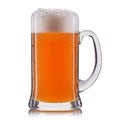 Frosty glass of unfiltered beer on a white background