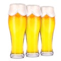 Frosty glasses of light beer isolated