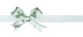 Frosty green Christmas gift bow and ribbon border isolated on white