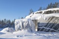 Frosty January day in the ancient marble Italian quarry. Ruskeala Mountain Park. Karelia