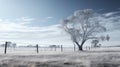 Frosty Landscape Of A Tree In Australian Rural Winter