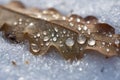 Frosty leaf. Autumn winter. Snowy leaves texture, autumnal background.