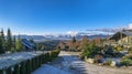 Frosty morning at high mountain village. Cottage on landscape background Royalty Free Stock Photo