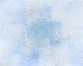 Frosty mystic abstract mandala blue background Royalty Free Stock Photo