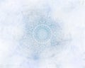 Frosty mystic abstract mandala light blue background. Royalty Free Stock Photo